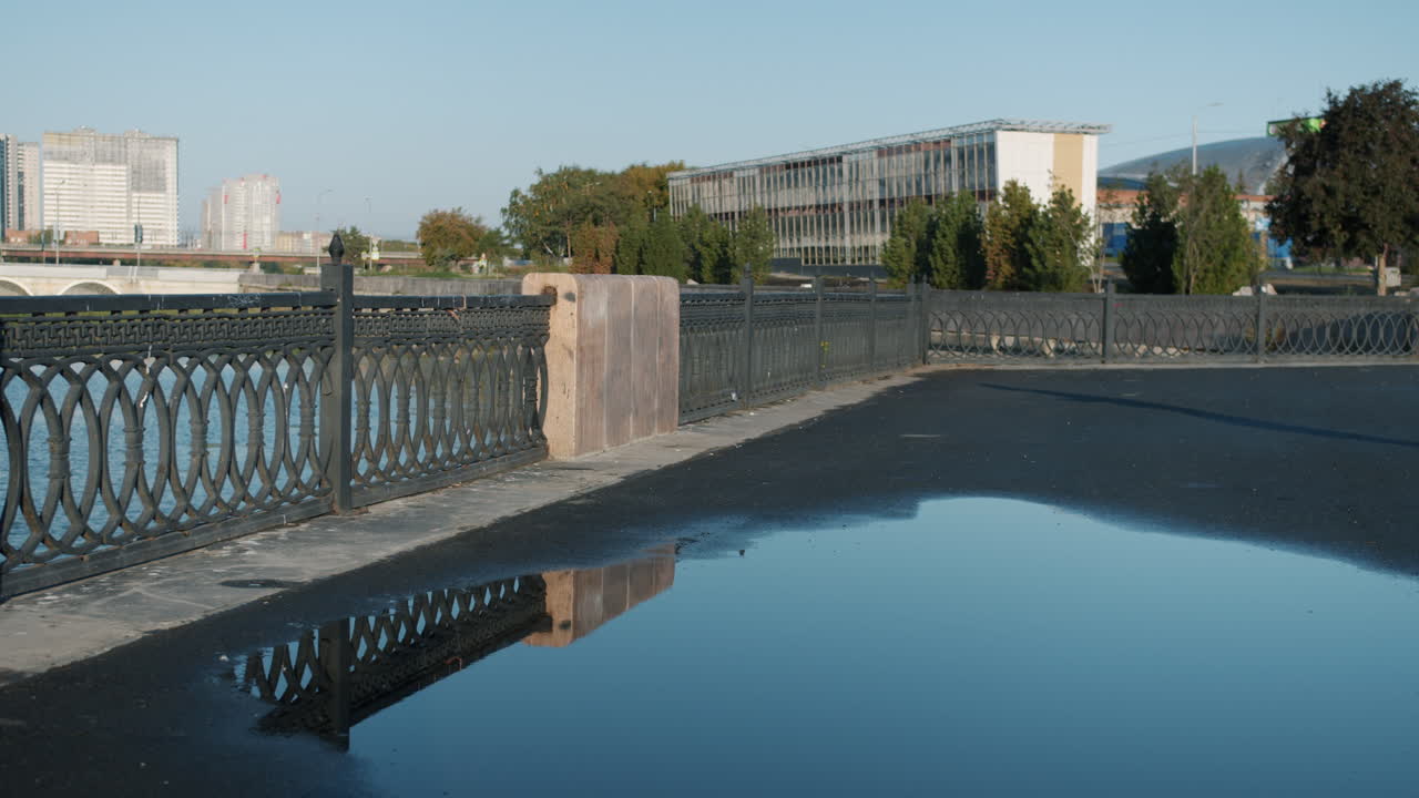 Man Running in City Park