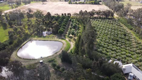 Paneo-Aéreo-De-Drones-De-Permacultura-Orgánica-A-Tierras-Agrícolas-áridas