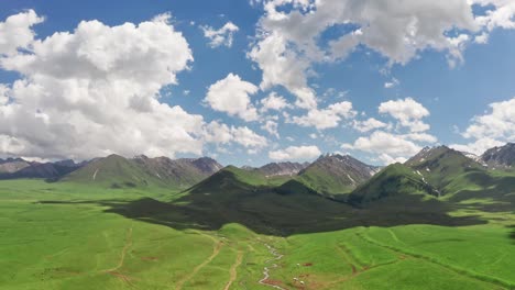 vast grasslands and mountains in a fine day.