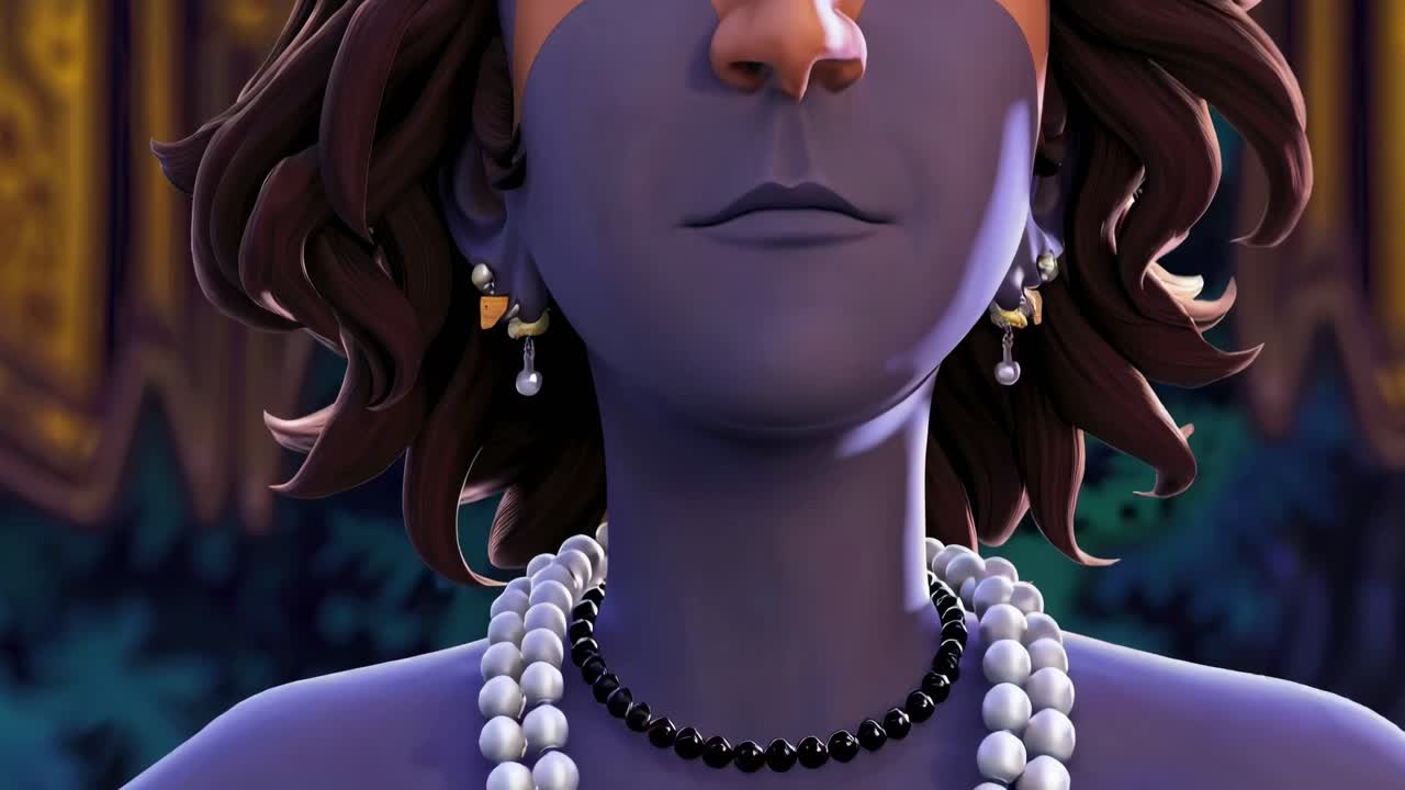 Ritratto ravvicinato di un personaggio animato femminile