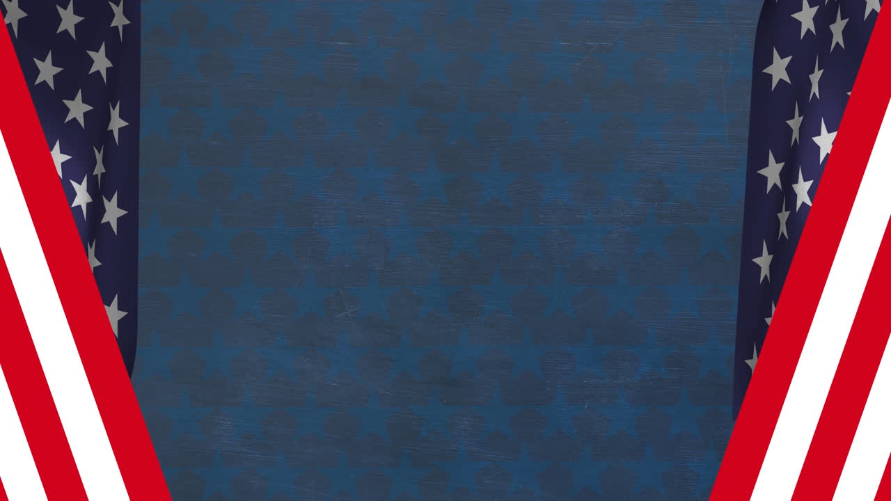 Animación de la bandera de los Estados Unidos de América con espacio para texto sobre un fondo azul oscuro