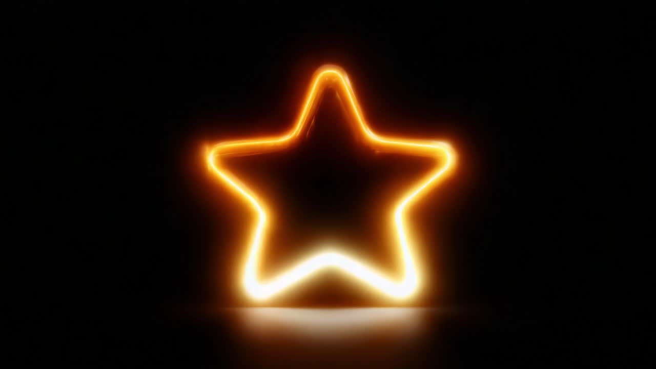 Illuminated Star Shape Glowing with Warm Orange Light Against a Dark Background, Capturing the Essence of Radiance and Elegance in a Minimalistic Design, Perfect for Decorative Purposes