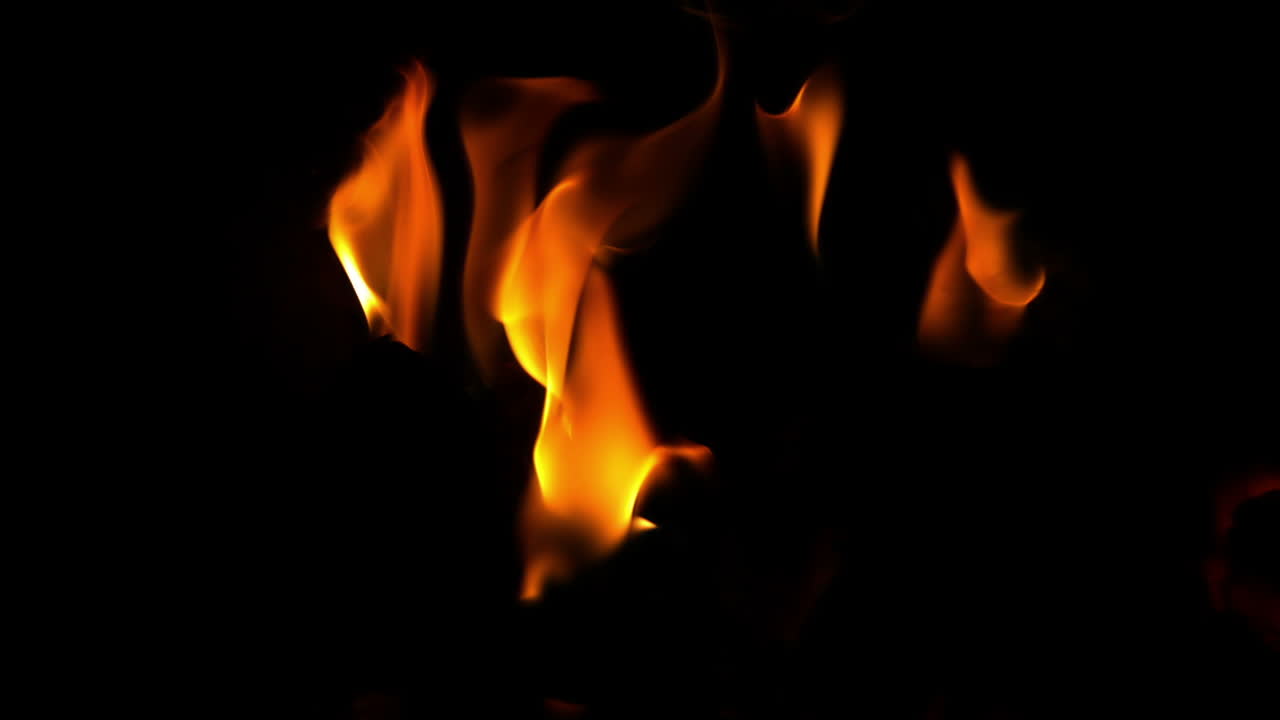 Flames burning on black background