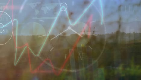 animación del procesamiento de datos financieros sobre el prado