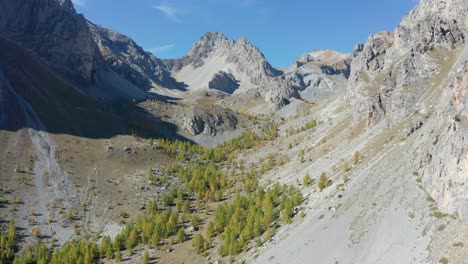 drone-flying-above-the-mountains,-forward-movement