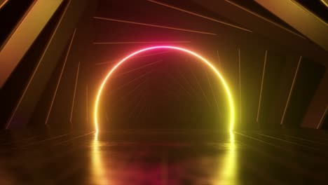 neon arch tunnel in a dark 3d space