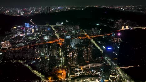 vista aérea del horizonte en la ciudad de shenzen cbd por la noche en china
