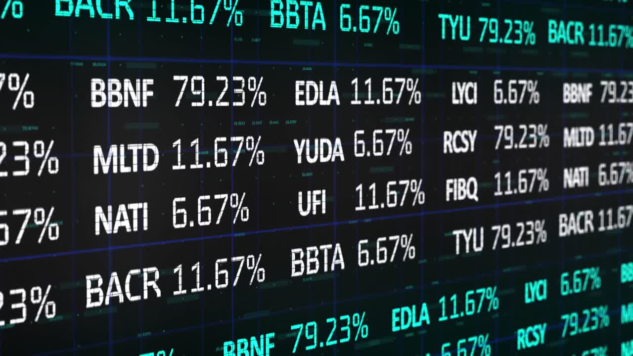 Stock market data processing against black background
