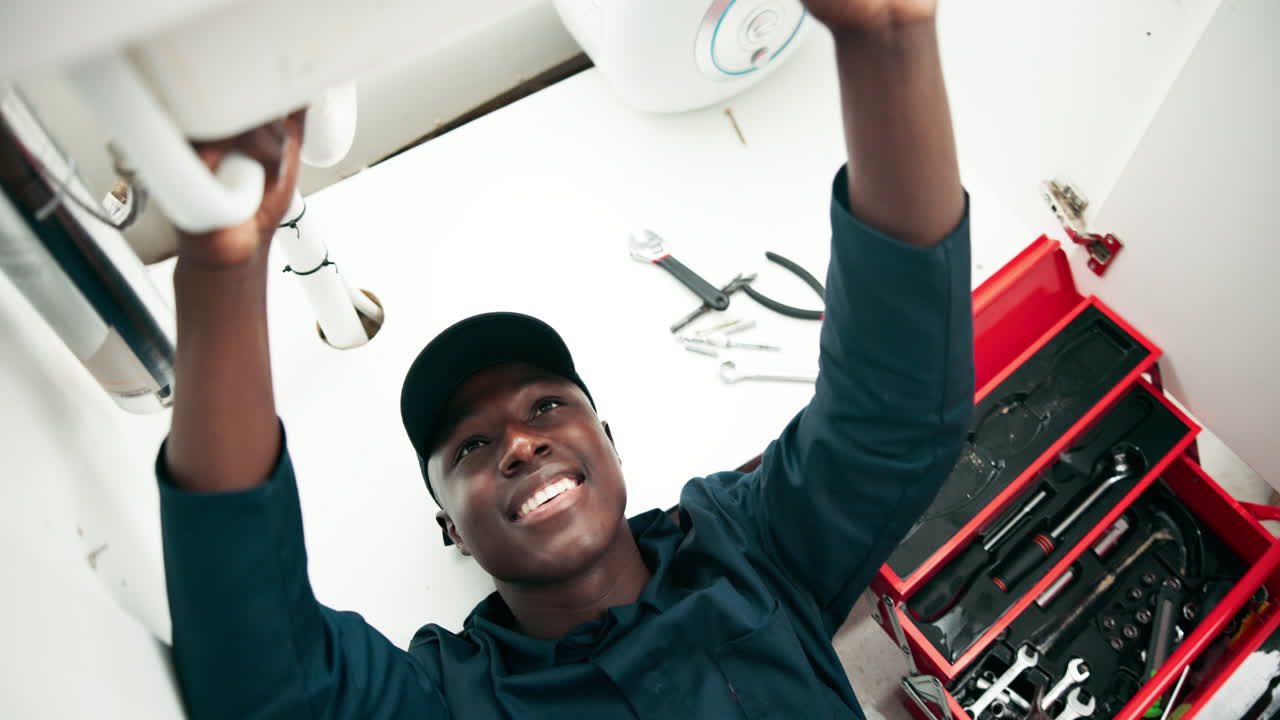 Plumber repairing sink
