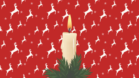 animación de velas sobre iconos de renos en navidad