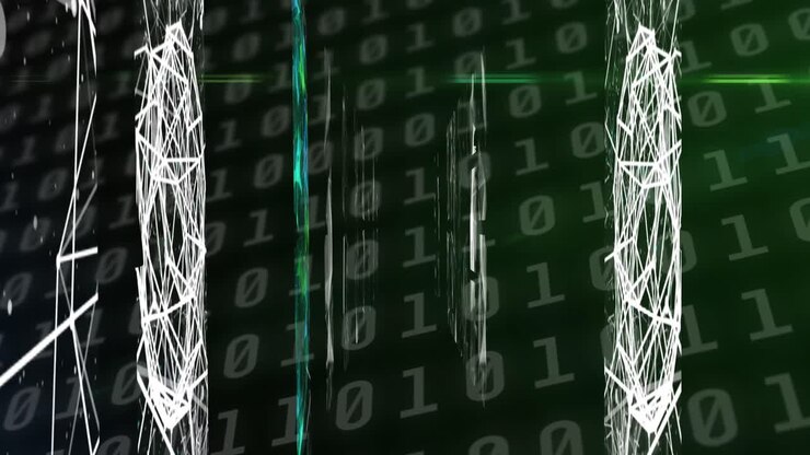 Animation of binary coding numbers changing over networks of connections