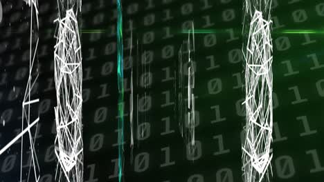 Animation of binary coding numbers changing over networks of connections