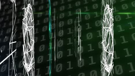 animation of binary coding numbers changing over networks of connections