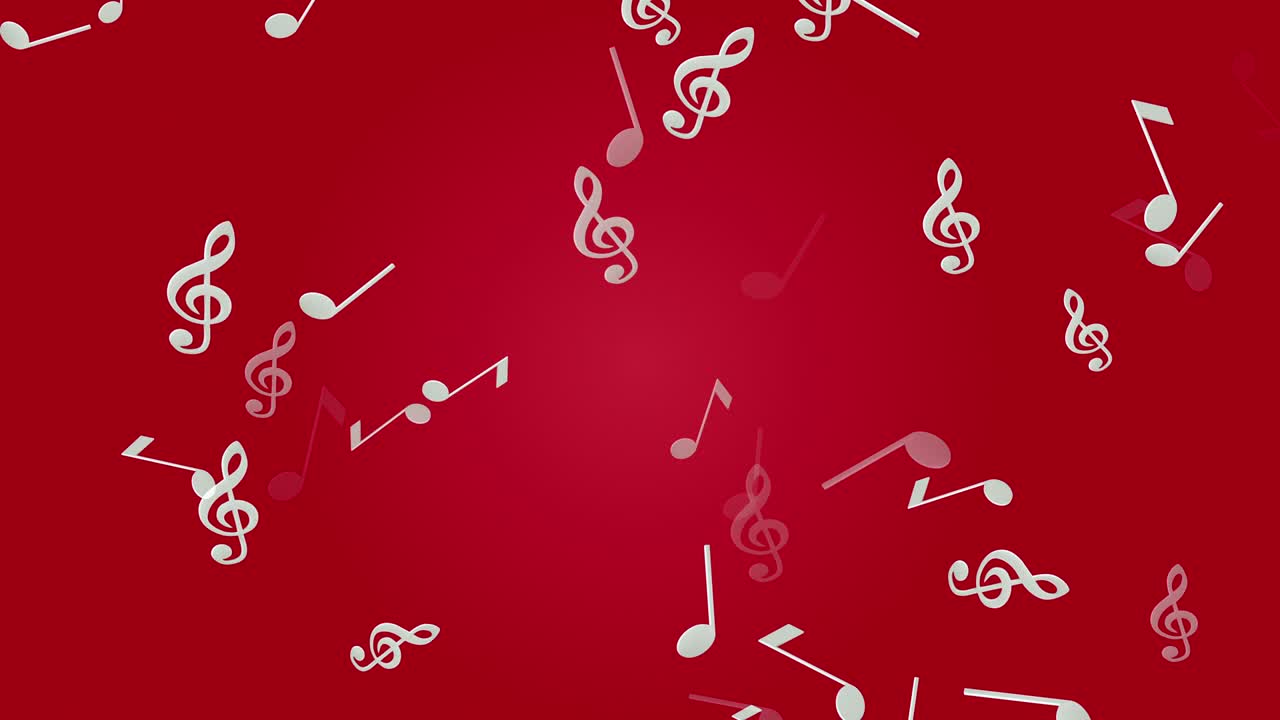 4K Abstract Loopable Treble Clef and Music Notes Animation, Red ...