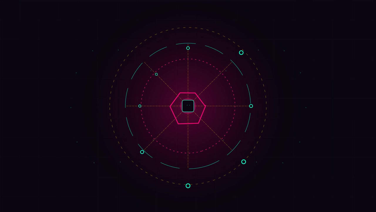 Interfaccia Radar Digitale Futuristica con Forme Geometriche Pulsanti