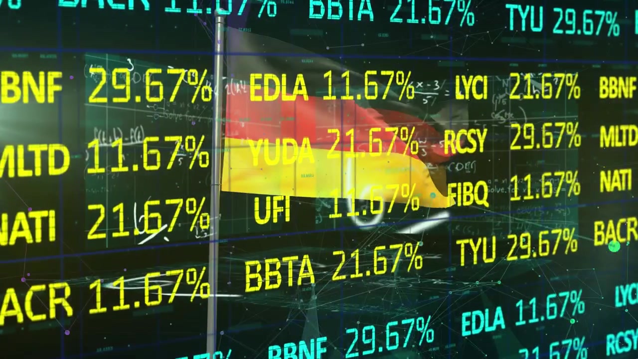 Animazione di elaborazione dati su bandiera della Germania