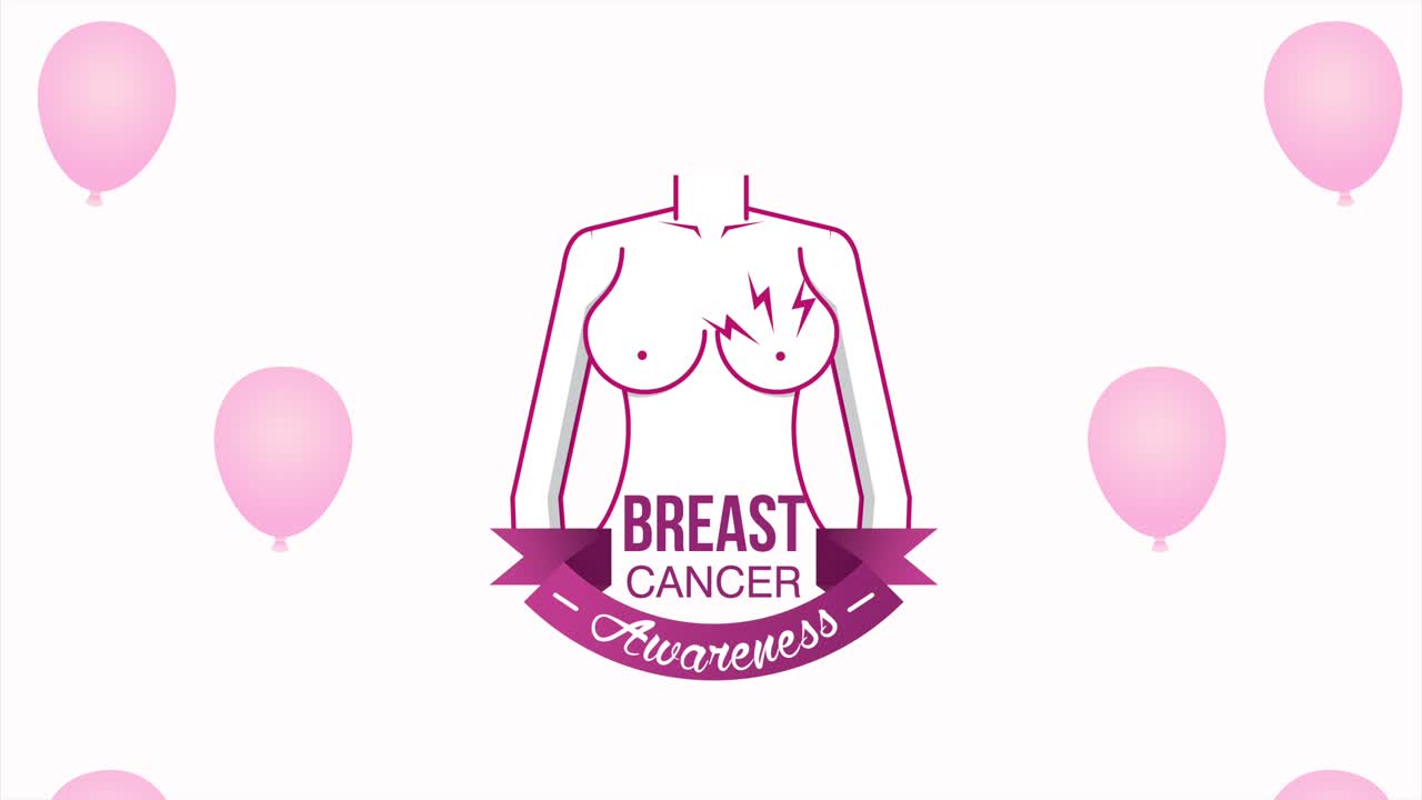 animazione di sensibilizzazione sul cancro al seno con il corpo della donna nella cornice