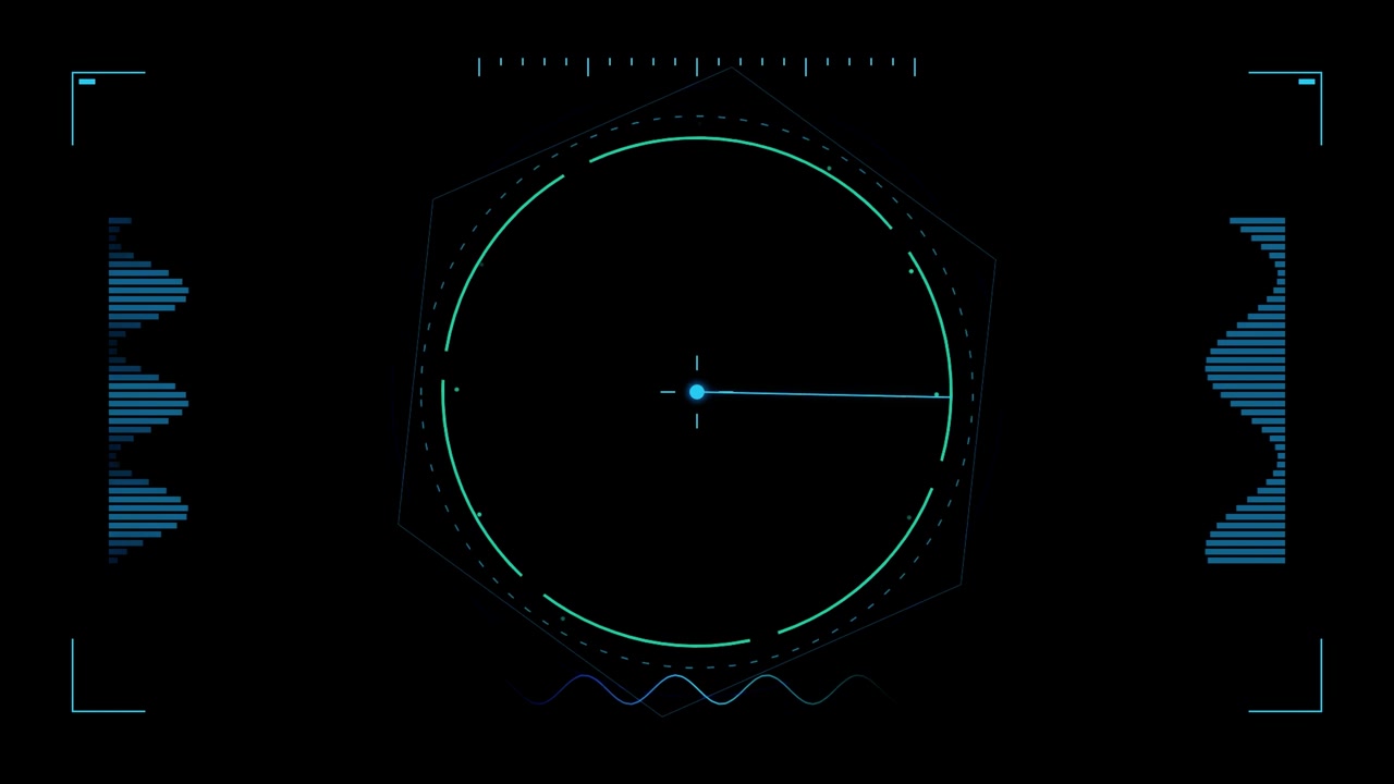 Futuristic Digital Radar Interface Scanning on Black Background