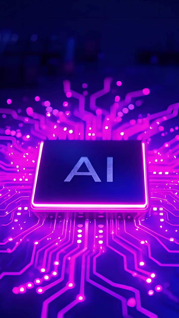 Sfondo Tecnologico Futuristico con Scheda Madre e Chip AI 4K