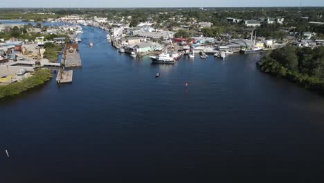 aerial flying into old town tarpon springs