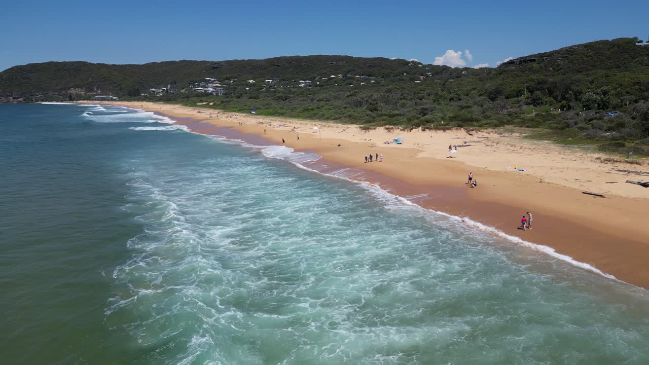Static shot of Putty Beach on a clear Summer Day, NSW Australia