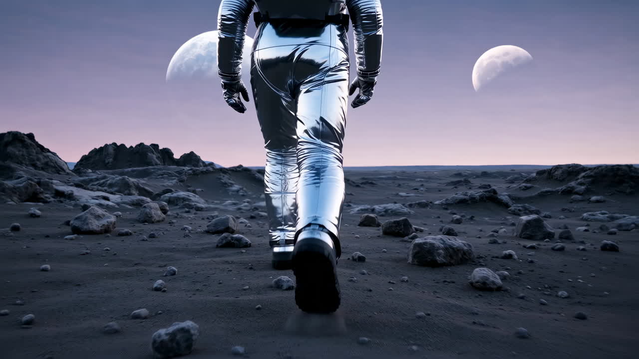 Astronaut Walking on a Lunar Surface