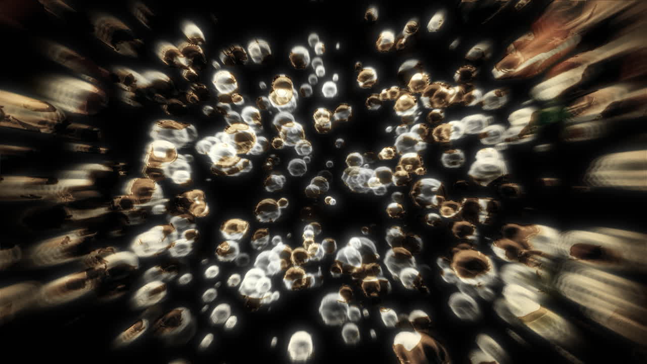 Abstract Glowing Orbs and Particles Bursting on Dark Background