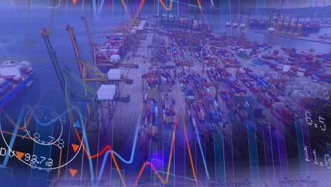 composición de un gran puerto marítimo con gráficos en color 4k