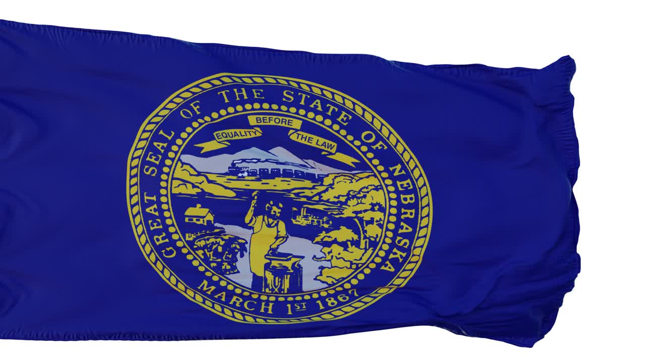 bandera de nebraska aislado animación realista. bucle sin costuras, 4k