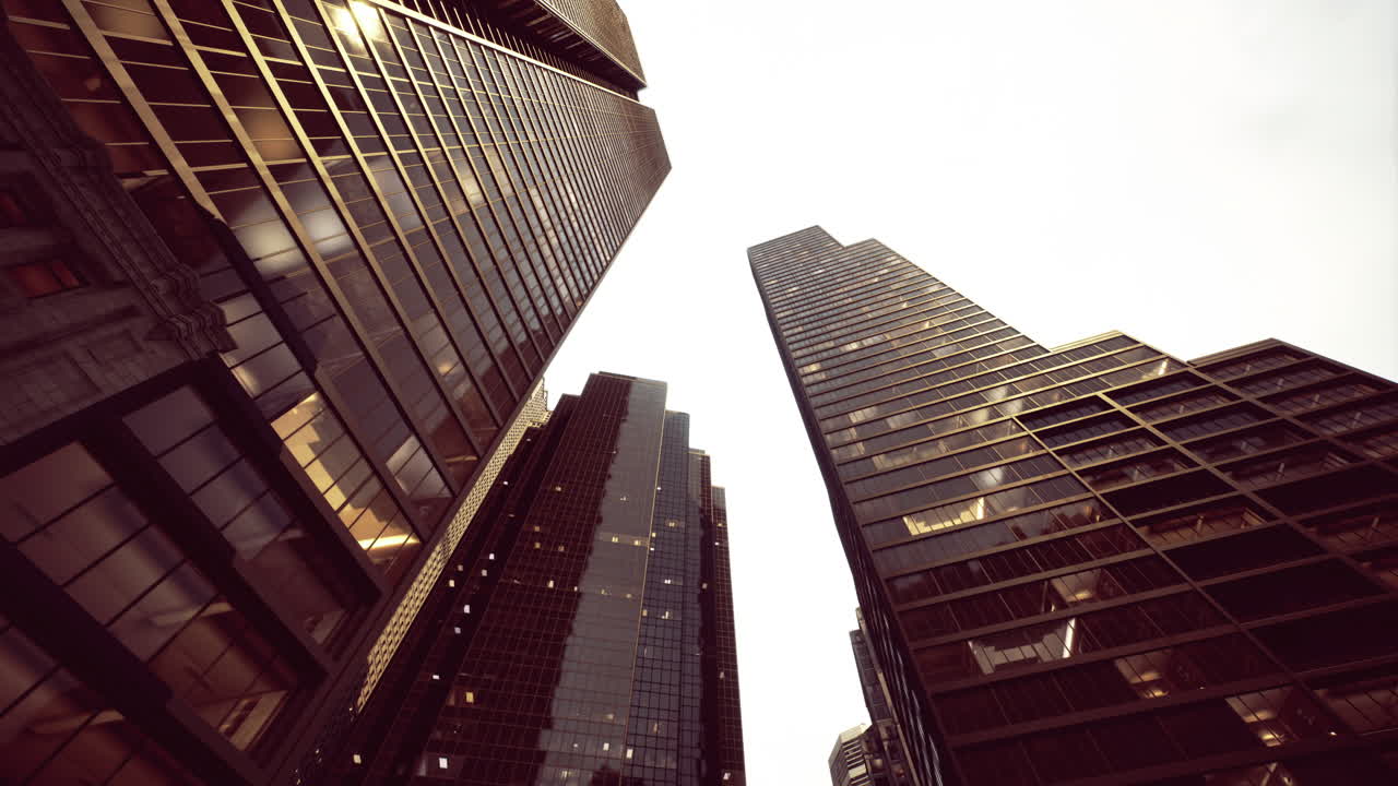 Skyscrapers towering in an urban landscape during a cloudy day