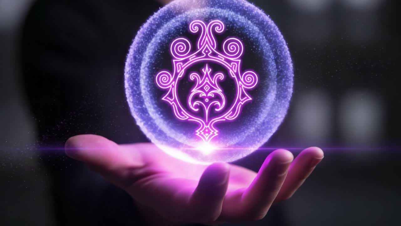 A Magical Transformation: The Journey of a Vibrant Energy Sphere in the Hands of a Mystical Figure Captured Across Two Frames