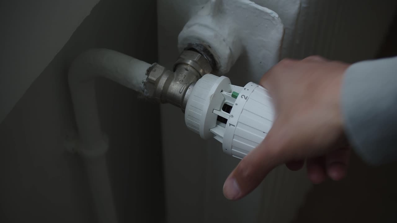 persona apagando la calefacción en casa