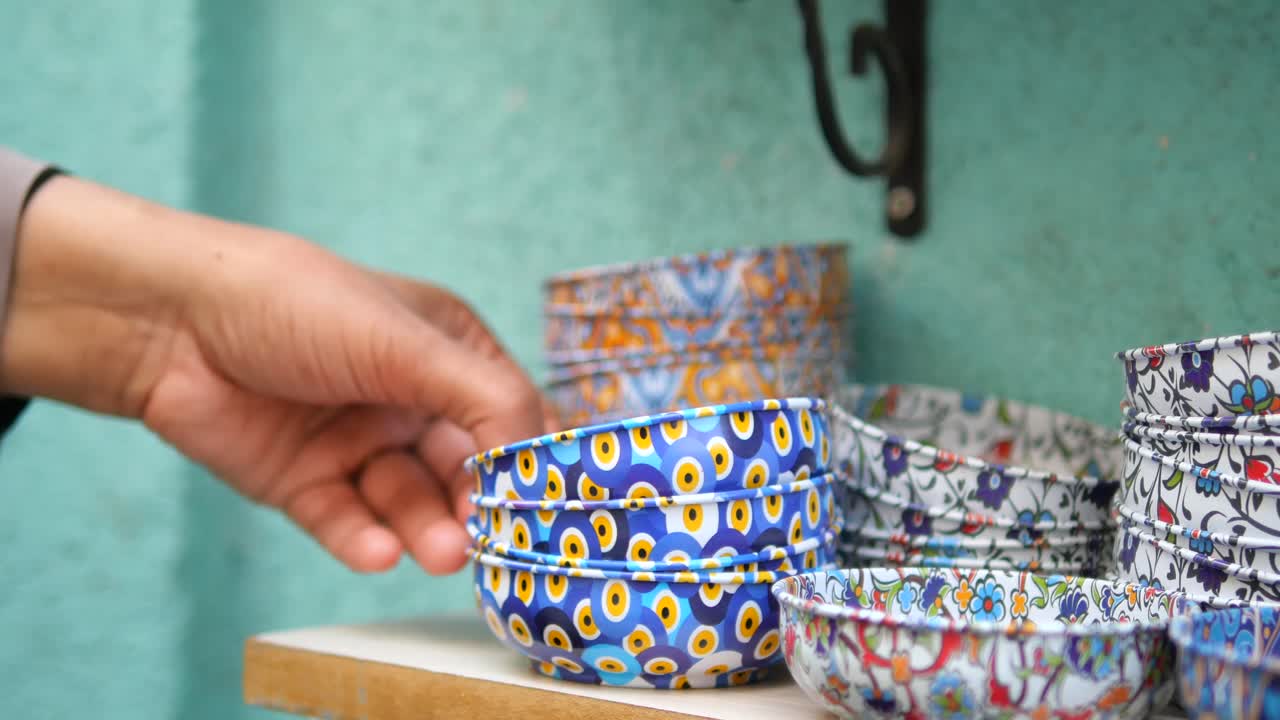 Display of Colorful Ceramic Bowls
