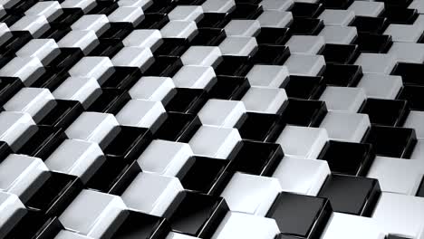 abstract cuadrado negro y blanco superficies geométricas bucle: luz brillante patrón mínimo cuadrilátero, fondo de movimiento ondulado