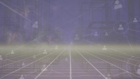 animation of network of connections over digital city
