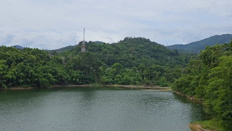 beautiful lake and green mountain natural scenery in kuala kubu bharu, selangor, malaysia