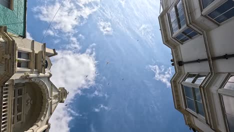 upward view of sky and building facade