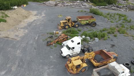 construction vehicles parked on road