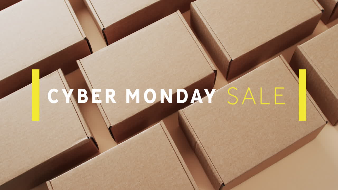 선물 상자 위의 사이버 월요일 판매 텍스트의 애니메이션