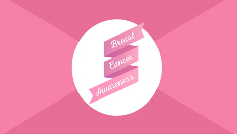 animación del texto rosa sobre el cáncer de mama que aparece sobre un fondo rosa