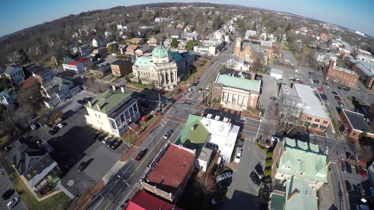 Aerial View of a Town with Notable Architecture
