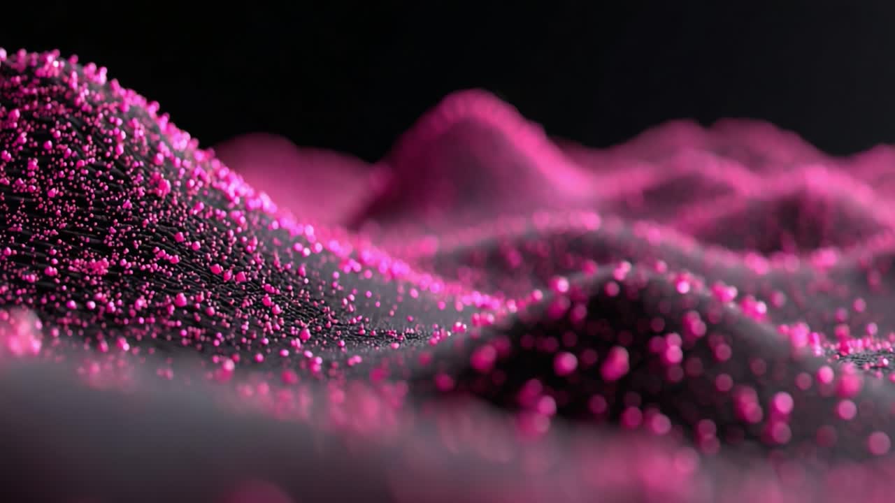 Mesmerizing Landscapes of Color: The Play of Pink and Black in a Captivating Display of Vibrant Particles and Textured Surfaces