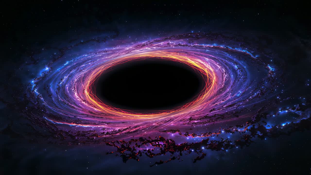 Pulsing plasma ring from infalling gas driving swirling disk rotation around black hole in space