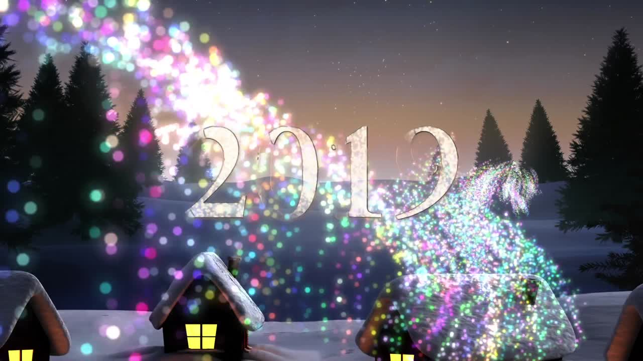 Shooting star in countryside on New Year Eve