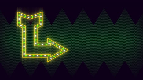 animation of lightbulb and neon yellow and green right angle arrow, on dark background