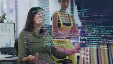 animación del procesamiento de datos financieros sobre diversas personas de negocios en la oficina