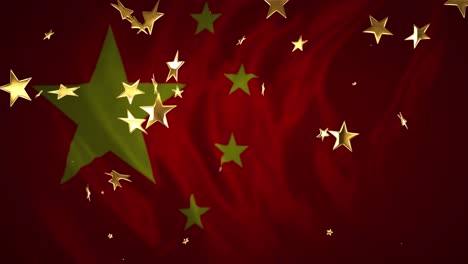 animación de estrellas sobre la bandera de china
