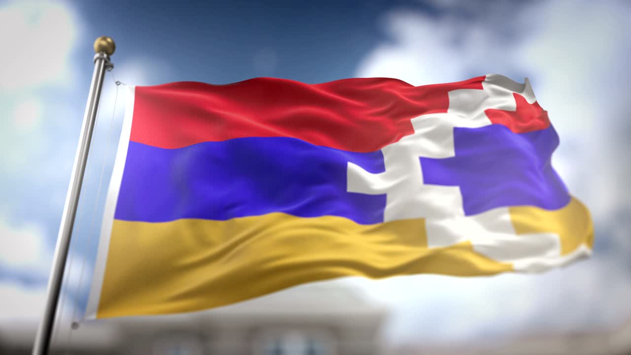 나고르노-카라바흐 공화국 발이 느린 동작으로 3d 렌더링 파란 하늘 배경 - 원활한 루프 4k