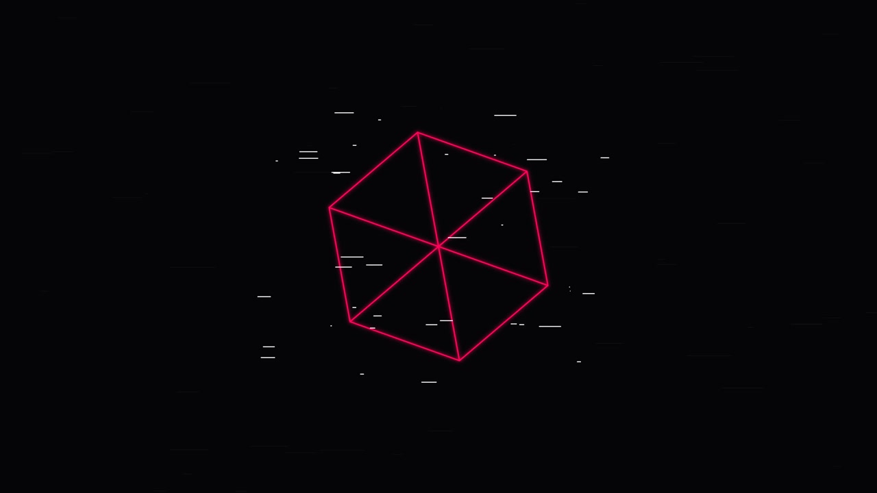 Abstract Geometric Hexagon Animation with Digital Glitch Effects