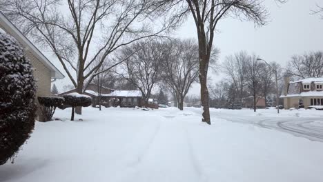 在白天下雪後在附近散步